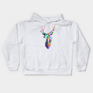 Coloured Faceted Stag Trophy Head Kids Hoodie